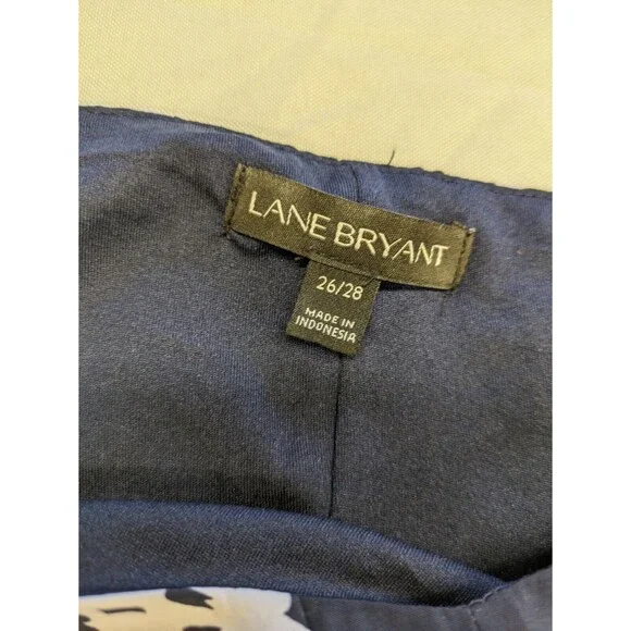 Lane Bryant Navy Blue White Handkerchief Dress Straps Belted Size 26/28 4X - Picture 7 of 9